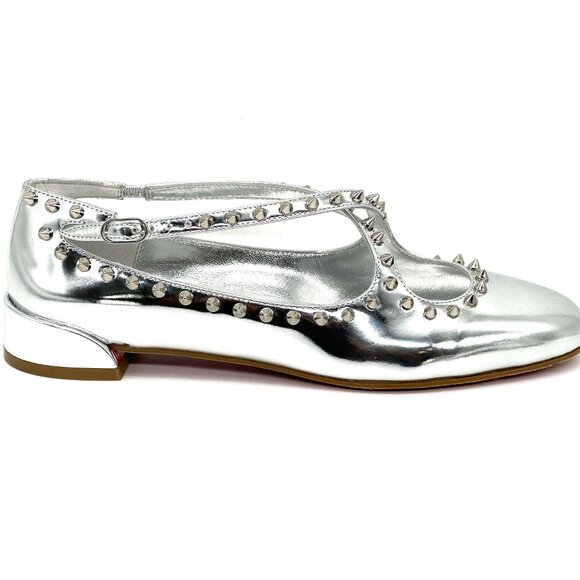 Christian Louboutin PILOUTA JANE SPIKES FLAT Criss Cross Ballerina Shoes - Picture 13 of 16